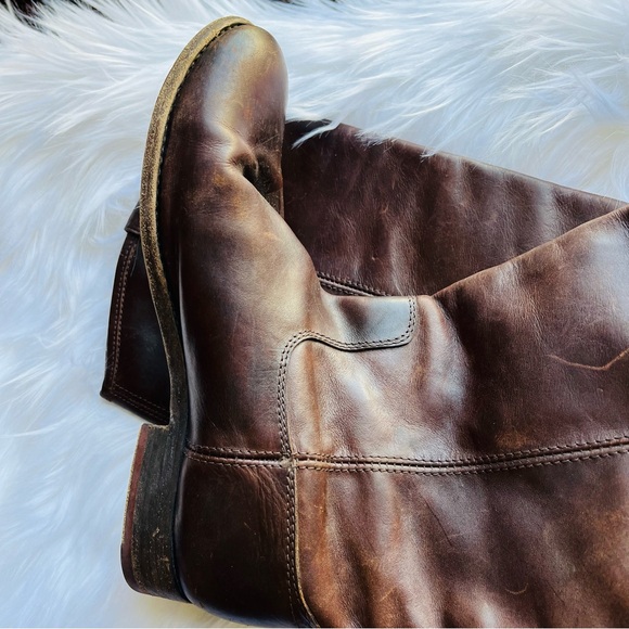 Frye boots - size 7.5 dark brown all leather pull on boots - Picture 3 of 9